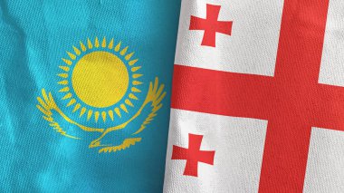 Gürcistan ve Kazakistan 'da iki bayraklı tekstil kumaşı 3D