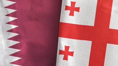Gürcistan ve Katar 'da iki bayraklı tekstil kumaşı 3D
