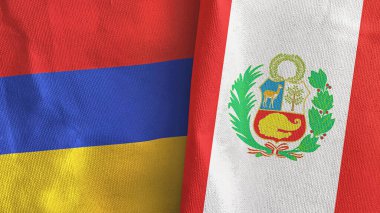 Peru ve Ermenistan 'da iki bayraklı kumaş 3D.