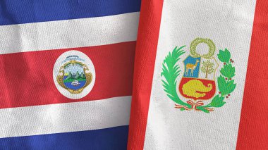 Peru ve Kosta Rika 'da iki bayraklı tekstil kumaşı 3D.