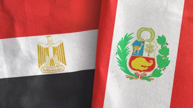 Peru ve Mısır 'da iki bayraklı tekstil kumaşı 3D.