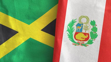 Peru ve Jamaika 'da iki bayraklı kumaş 3D.