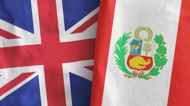Peru ve Birleşik Krallık 'ta iki bayraklı kumaş 3D.