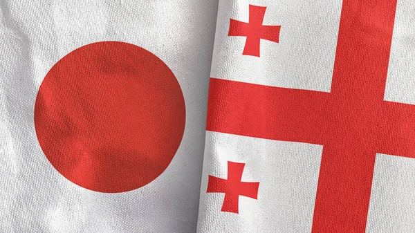 Georgia y Japón dos banderas de tela textil 3D renderizado —  Fotos de Stock