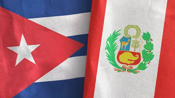 페루와 쿠바, 깃발 2 개 3D 렌더링 — 스톡 사진