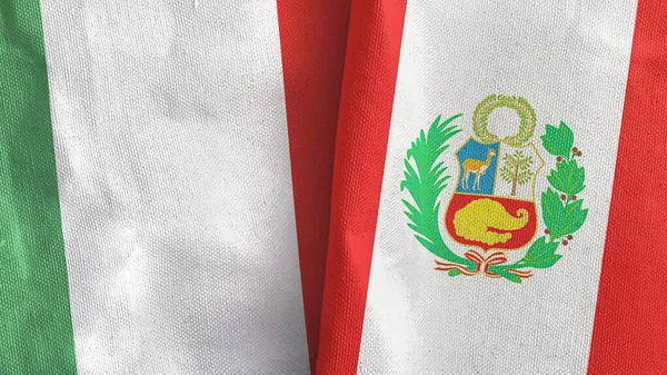 Peru ve İtalya 'da tekstil kumaşı 3 boyutlu olarak iki bayraklı — Stok fotoğraf