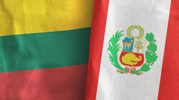 Перу та Литва два прапори текстильна тканина 3D рендеринг — стокове фото