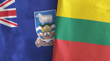 Litvanya ve Falkland Adaları iki bayraklı tekstil kumaşı 3D