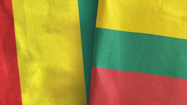 Litvanya ve Gine iki bayraklı tekstil kumaşı.