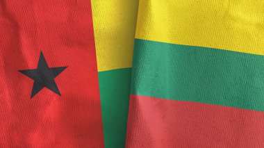 Litvanya ve Gine-Bissau iki bayraklı tekstil kumaşı 3D