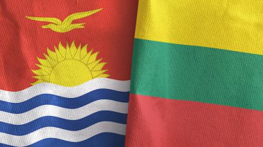 Litvanya ve Kiribati iki bayraklı tekstil kumaşı 3D