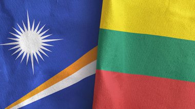 Litvanya ve Marshall Adaları. İki bayraklı tekstil kumaşı.