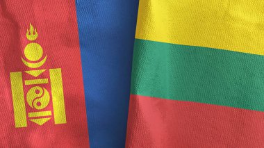 Litvanya ve Moğolistan 'da iki bayraklı tekstil kumaşı 3D.