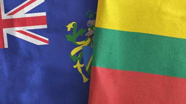 Litvanya ve Pitcairn Adaları. İki bayraklı tekstil kumaşı.