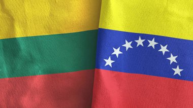 Venezuela ve Litvanya iki bayrak tekstil kumaşı 3D