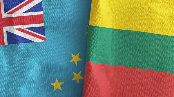 Litvanya ve Tuvalu iki bayraklı tekstil kumaşı.