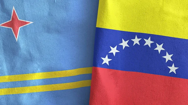 Venezuela ve Aruba iki bayraklı tekstil kumaşı.