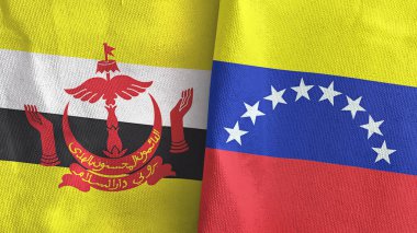 Venezuela ve Brunei iki bayrak tekstil kumaşı 3D
