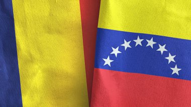 Venezuela ve Çad iki bayrak tekstil kumaşı 3D