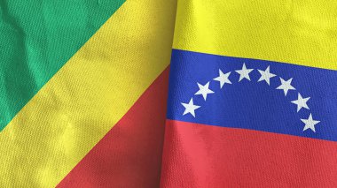 Venezuela ve Kongo 'da iki bayraklı kumaş 3D.
