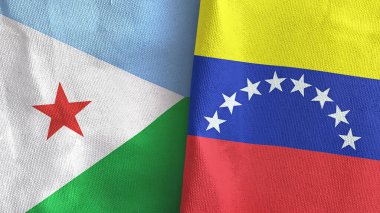 Venezuela ve Cibuti iki bayraklı tekstil kumaşı 3D