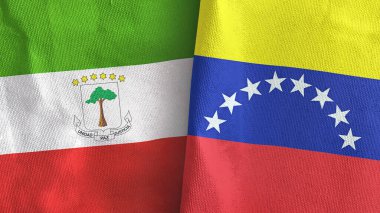 Venezuela ve Ekvator Ginesi iki bayrak tekstil kumaşı 3D