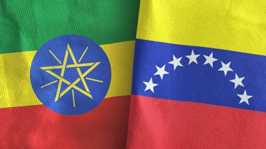 Venezuela ve Etiyopya iki bayrak tekstil kumaşı 3D