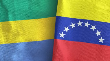 Venezuela ve Gabon iki bayraklı kumaş 3D