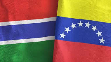 Venezuela ve Gambiya iki bayraklı tekstil kumaşı 3D