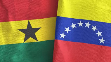 Venezuela ve Gana iki bayraklı tekstil kumaşı.