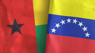 Venezuela ve Gine-Bissau iki bayrak tekstil kumaşı 3D
