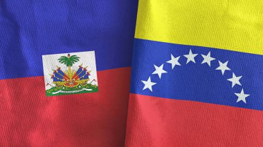 Venezuela ve Haiti iki bayrak, tekstil kumaşı 3D.