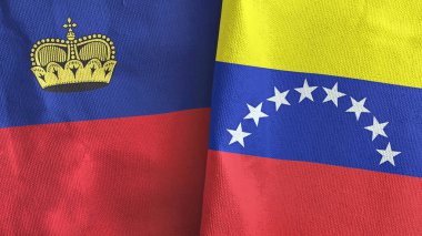 Venezuela ve Lihtenştayn. İki bayraklı tekstil kumaşı.