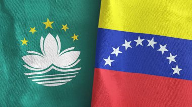 Venezuela ve Macau iki bayraklı kumaş 3D.