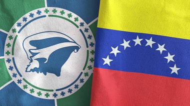 Venezuela ve Martinique iki bayraklı tekstil kumaşı.