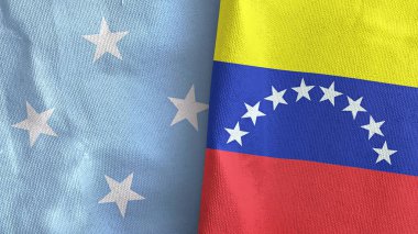 Venezuela ve Mikronezya iki bayrak tekstil kumaşı 3D
