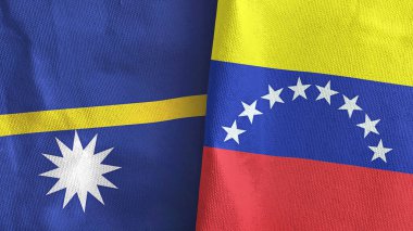 Venezuela ve Nauru iki bayraklı kumaş 3D.