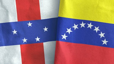 Venezuela ve Hollanda Antilleri iki bayrak tekstil kumaşı 3D