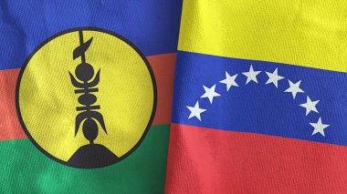 Venezuela ve Yeni Kaledonya İki bayraklı tekstil kumaşı 3D