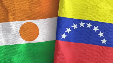 Venezuela ve Nijer iki bayrak tekstil kumaşı 3D
