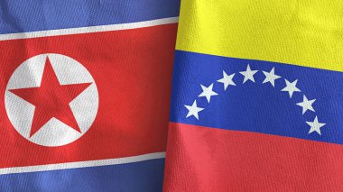 Venezuela ve Kuzey Kore iki bayraklı kumaş.