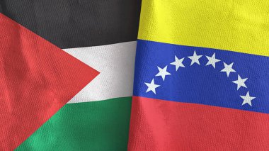 Venezuela ve Filistin, iki bayrak, üç boyutlu kumaş.