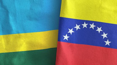 Venezuela ve Ruanda iki bayraklı tekstil kumaşı.