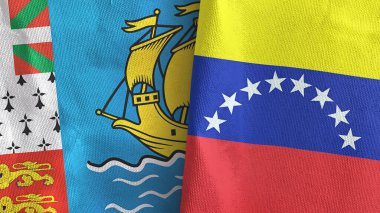 Venezuela, Saint Pierre ve Miquelon. İki bayraklı tekstil kumaşı.