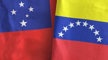 Venezuela ve Samoa iki bayrak tekstil kumaşı 3D