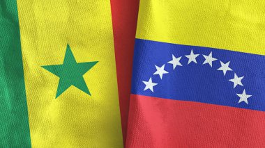 Venezuela ve Senegal iki bayrak tekstil kumaşı 3D