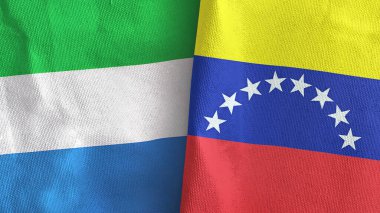 Venezuela ve Sierra Leone iki bayrak tekstil kumaşı 3D