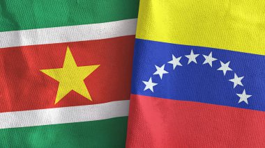 Venezuela ve Surinam iki bayrak tekstil kumaşı 3D