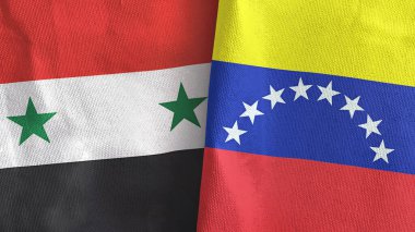 Venezuela ve Suriye 'de iki bayrak, tekstil kumaşı 3D.