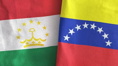 Venezuela ve Tacikistan iki bayrak tekstil kumaşı 3D